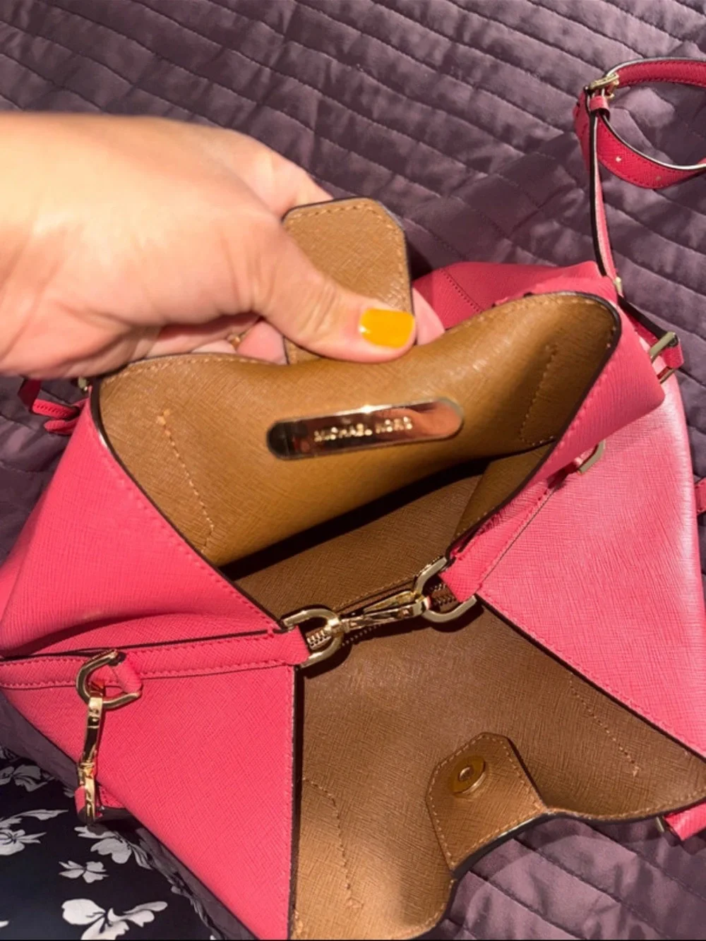 Michael Kors Hot Pink Saffiano Leather Shoulder Satchel